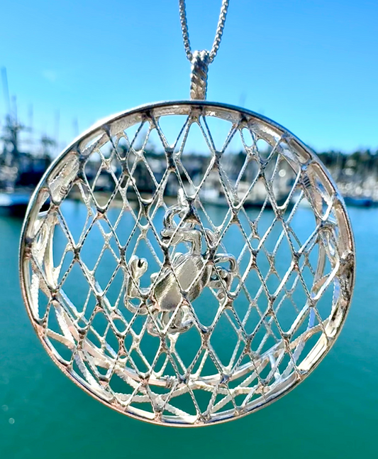 Silver Crab Pot Necklace Large