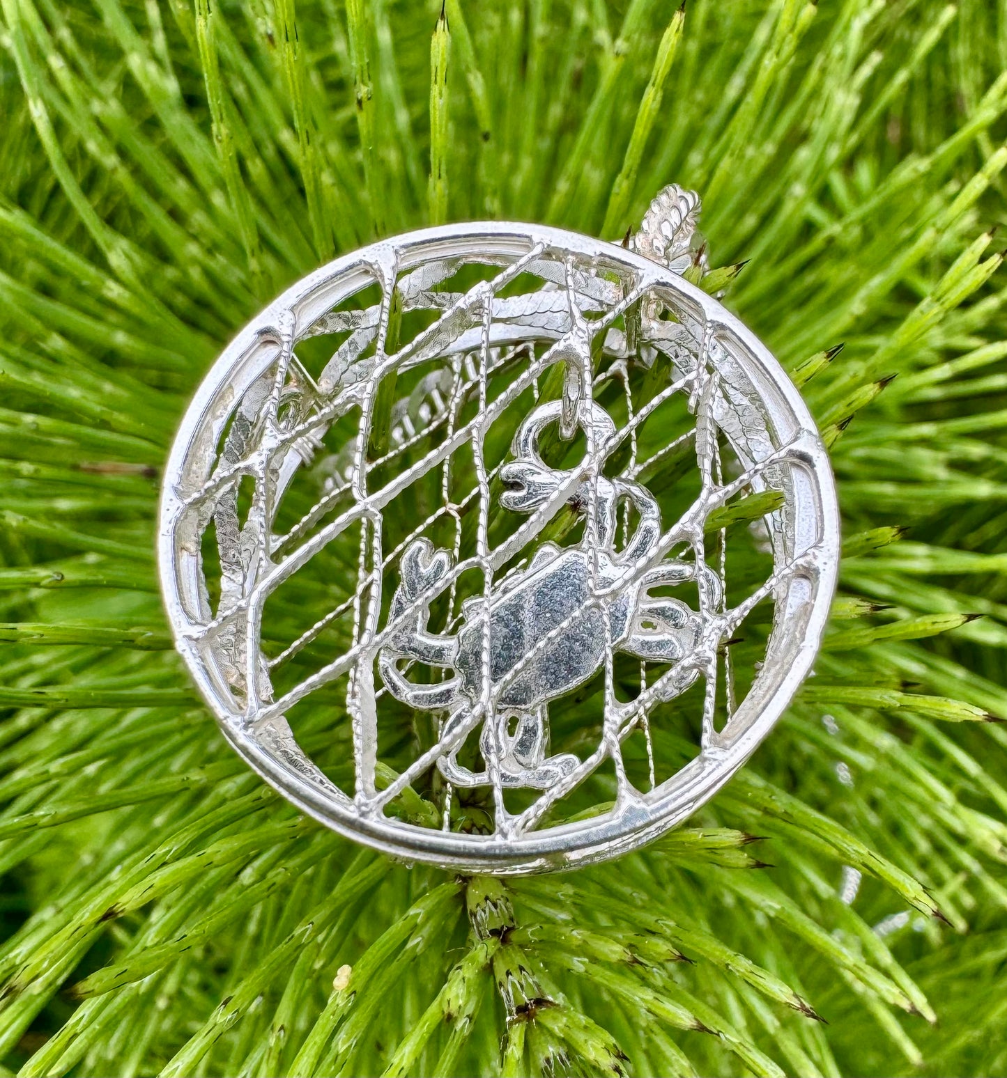 Silver Crab Pot Necklace